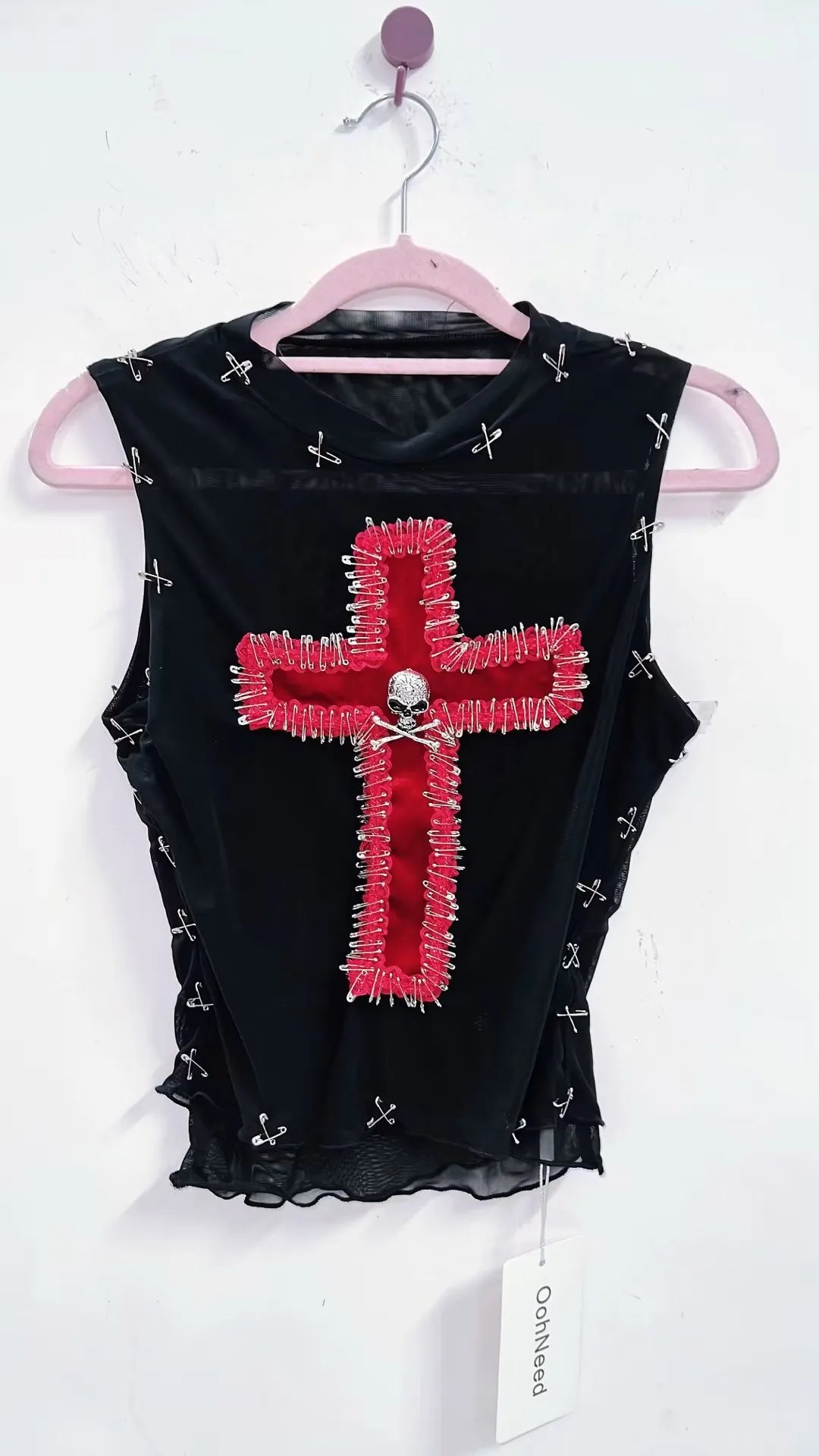 Black Cross Pins Tank Top