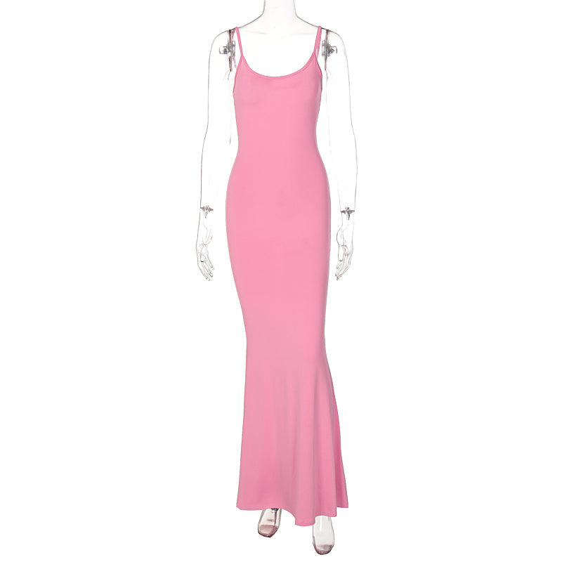 Slip Sleeveless Backless Slim Maxi Dress