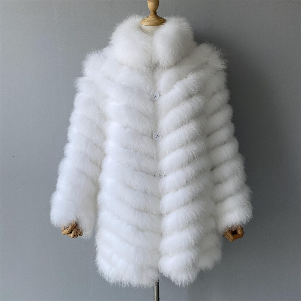 Reversible Real Fur Pattern Silk Lining Coats