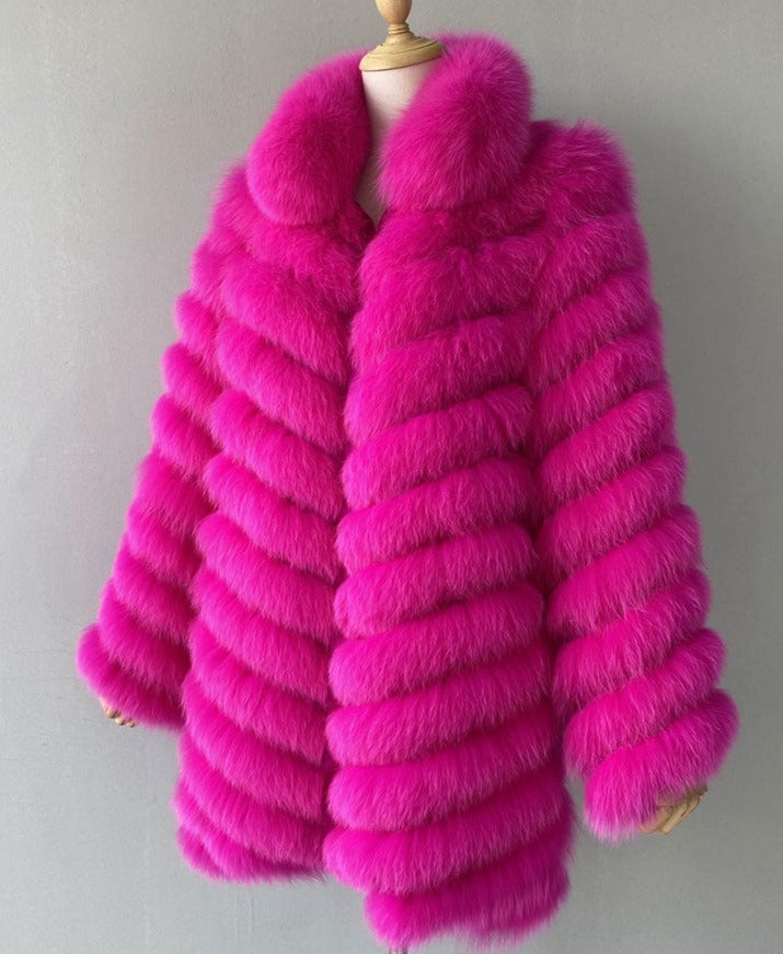 Reversible Real Fur Pattern Silk Lining Coats