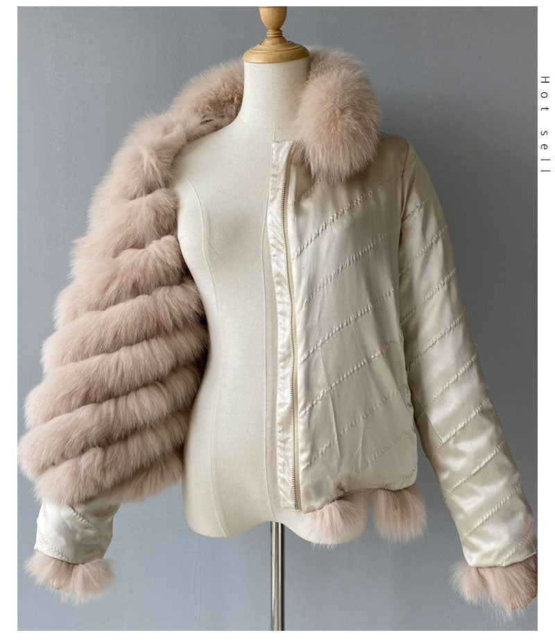 Reversible Knitted Real Fur Coats Silk Liner