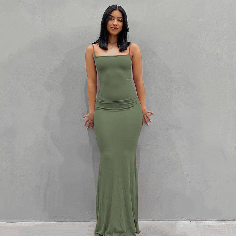 Strap Bodycon Solid Maxi Dress