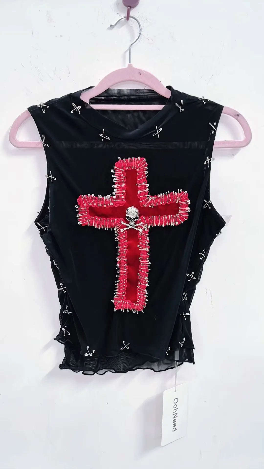 Black Cross Pins Tank Top