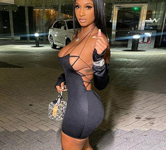 Black Bandage Backless Mini Dress