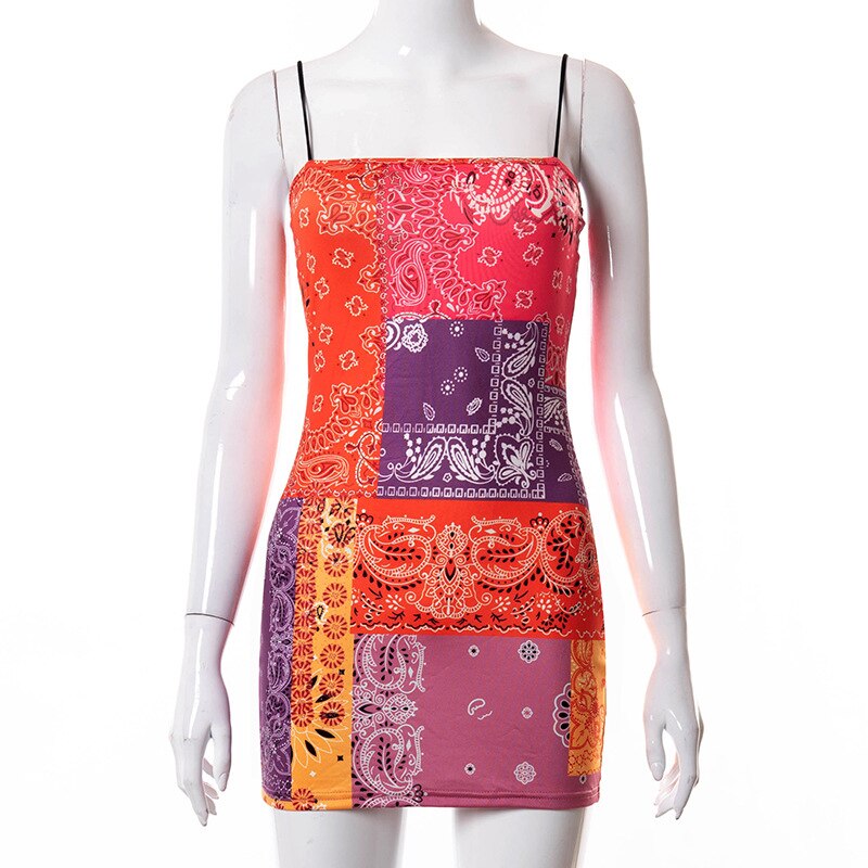 Bandana Print Bodycon Mini Dresses