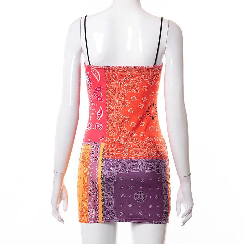 Bandana Print Bodycon Mini Dresses