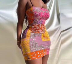 Bandana Print Bodycon Mini Dresses