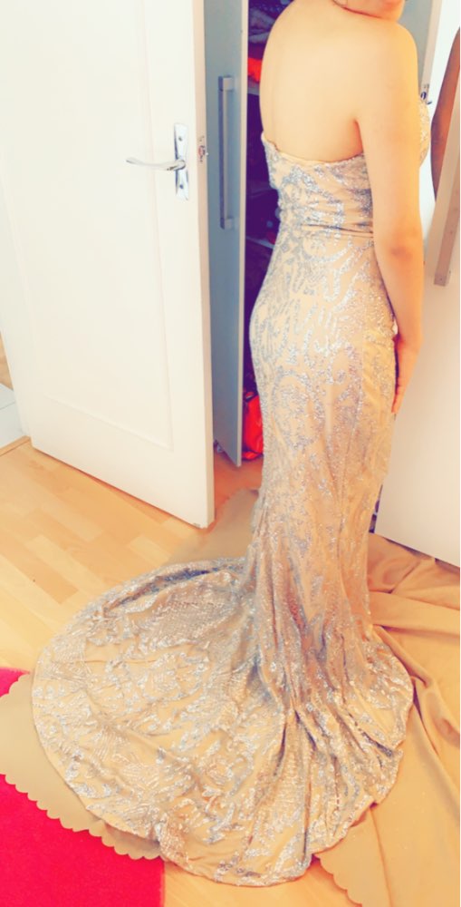 Strapless Glitter Floor Length Trumpet Maxi Dresses