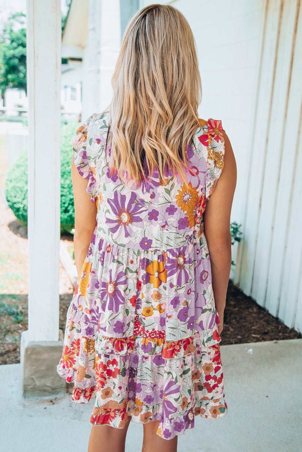 White Ruffled Tank Floral Dress