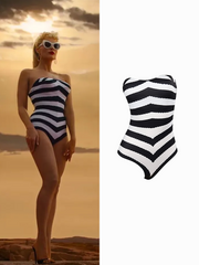 Barbie Vintage Swimsuit One Piece stripe Strapless Bikini