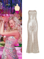 Barbie Sequin Sleeveless Flared Leg Jumpsuit