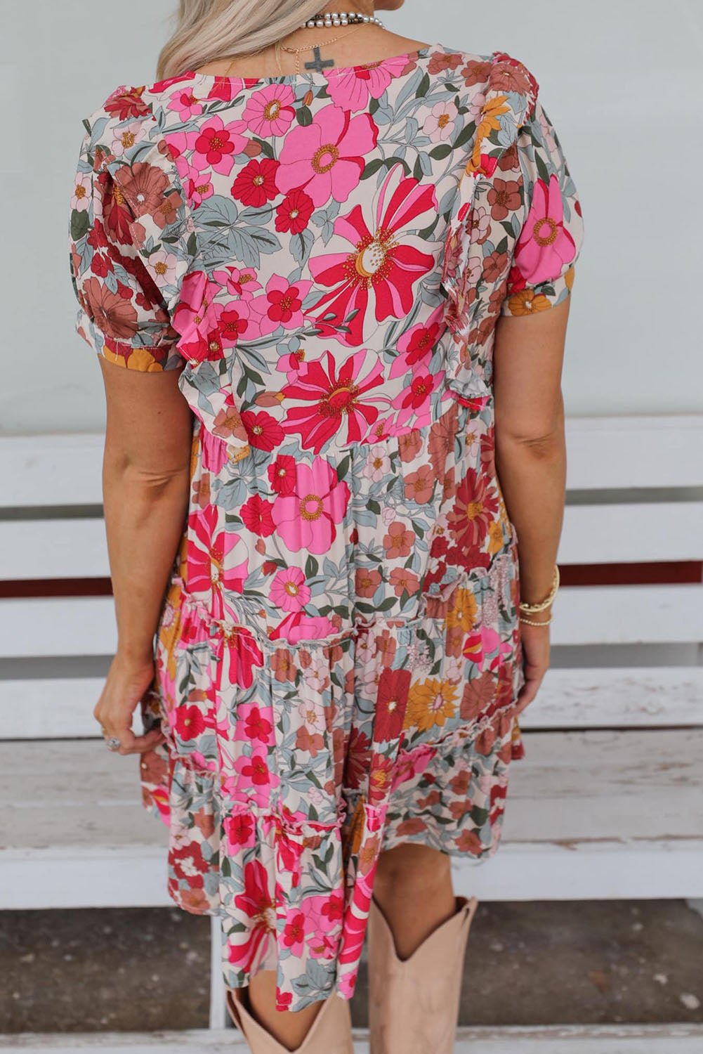 White Ruffled Tank Floral Dress