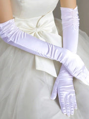 Elegant Satin Opera-length Women Ruched Gloves