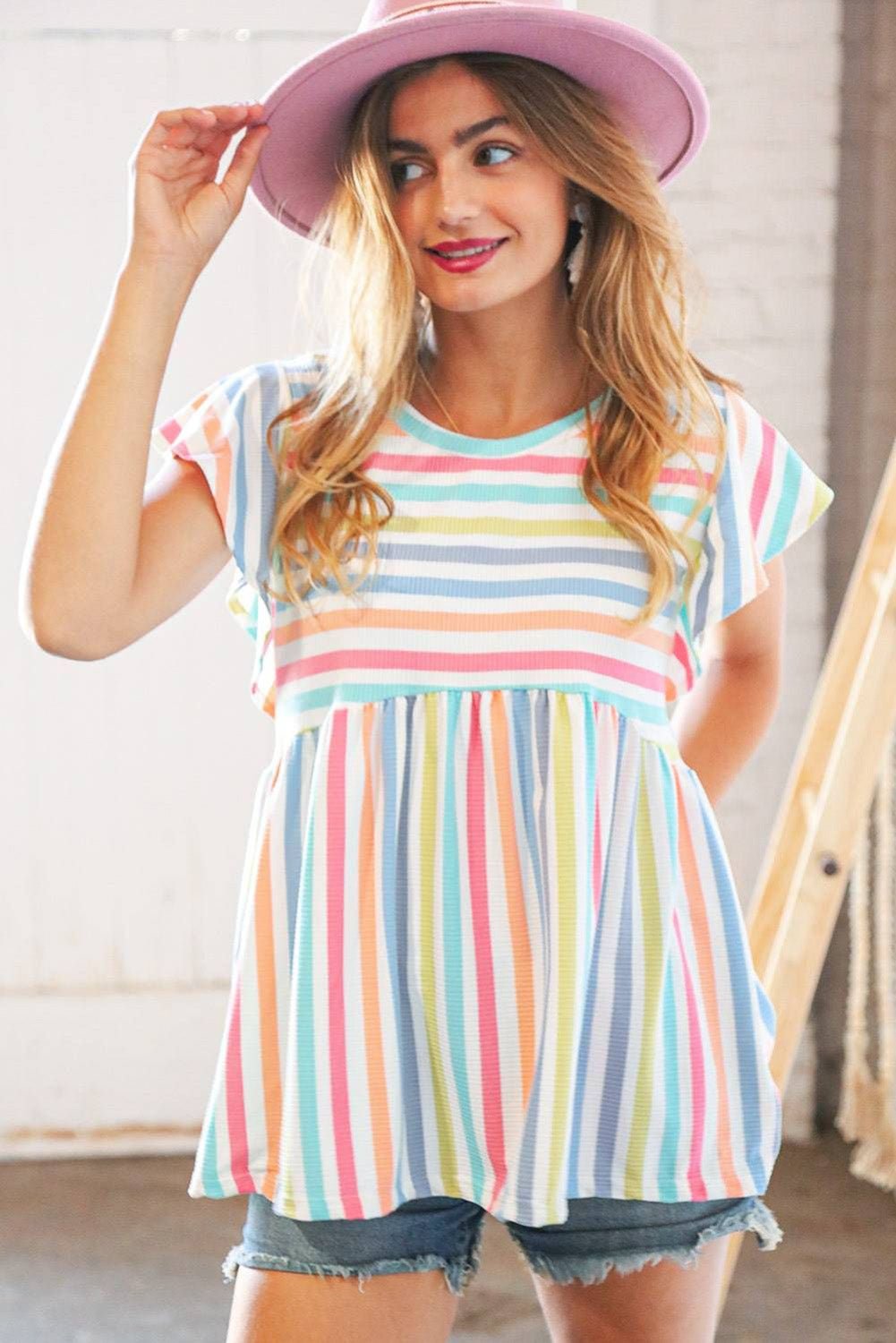 Multicolor Striped Tie Decor Strapless Tiered Maxi Dress