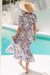 Boho Floral Ruffled Hem Dress