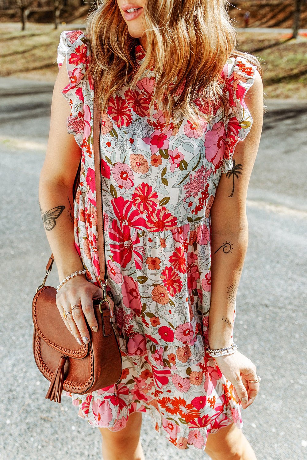 White Ruffled Tank Floral Dress