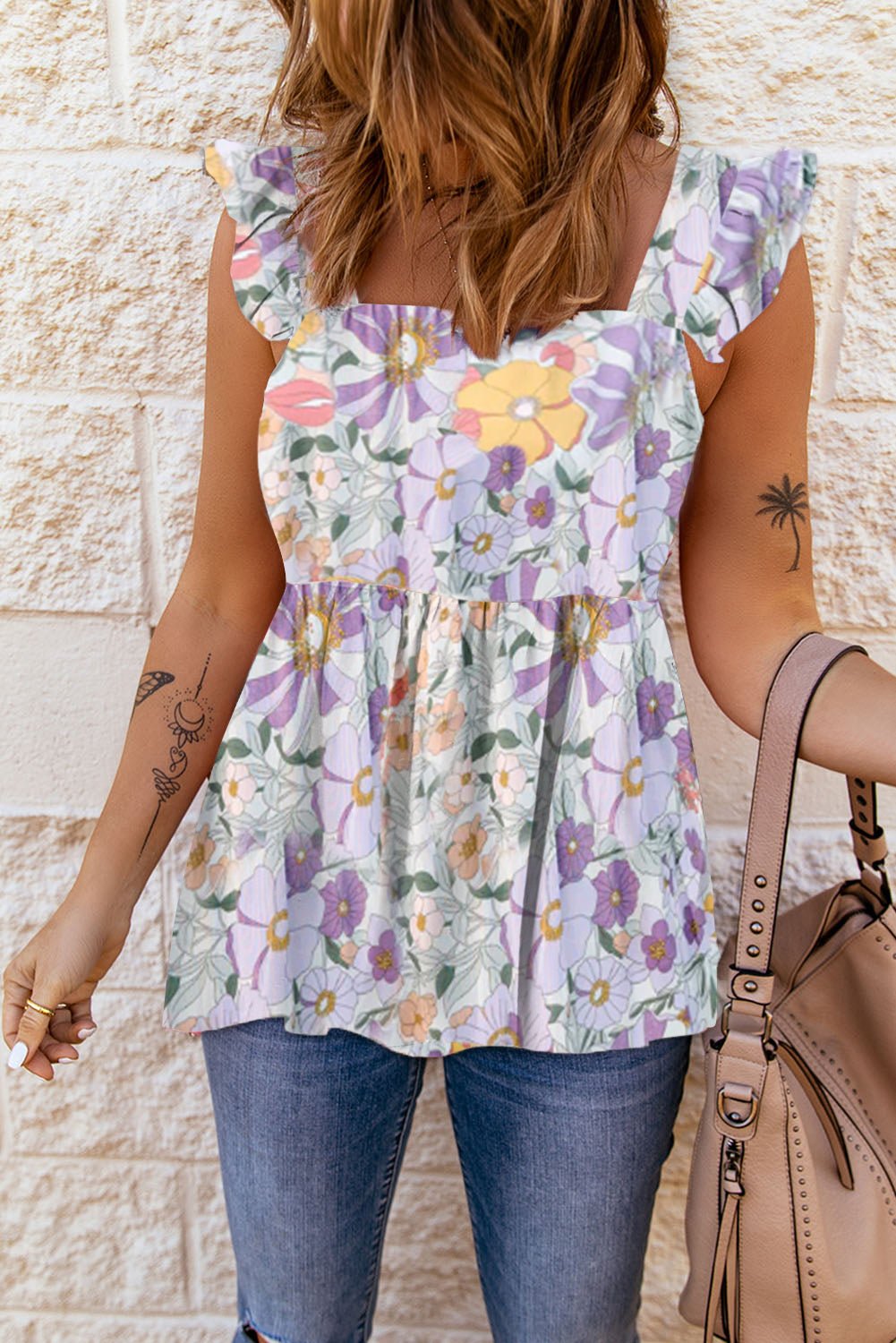 White Ruffled Tank Floral Dress