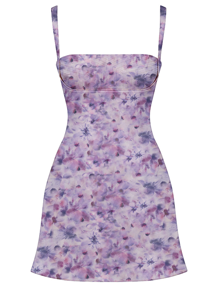 Aster Printed A-line Low Back Charmaine Mini Dress