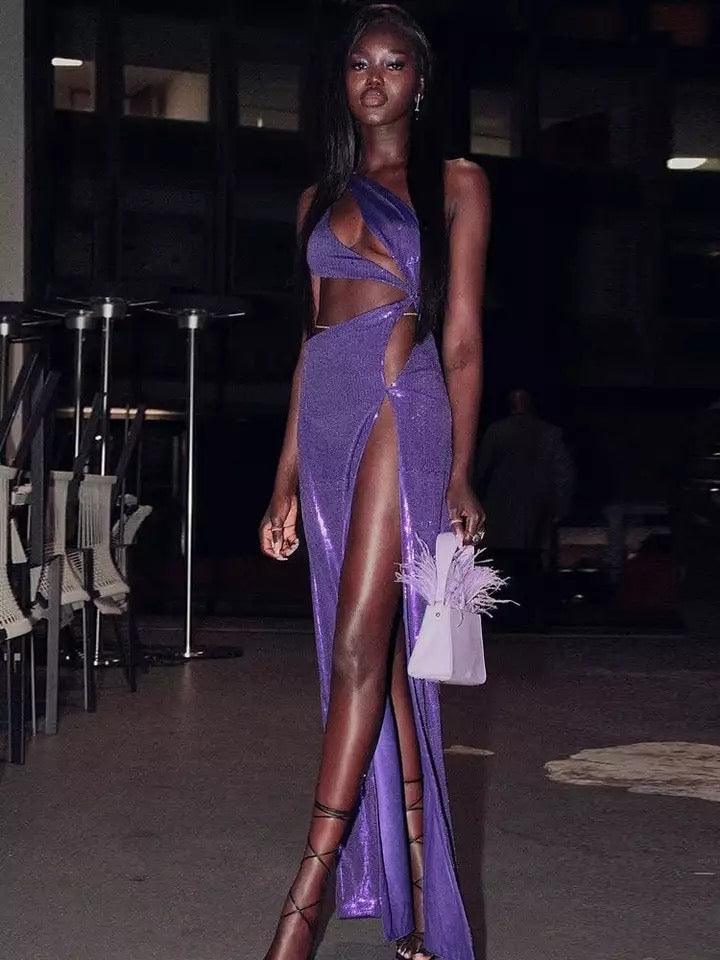 Long Celebrity Purple Dress