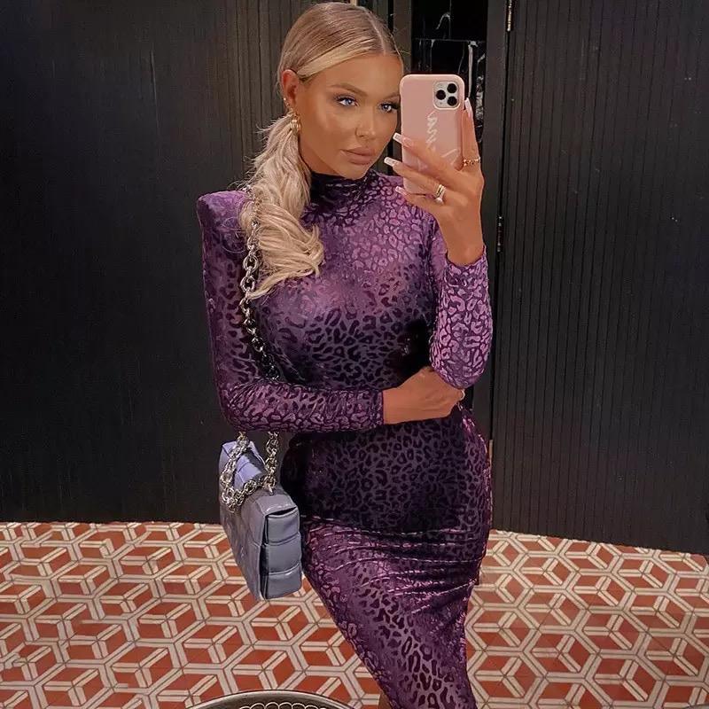 Purple Elegant Midi Dress