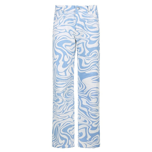 Abstract Print Jeans