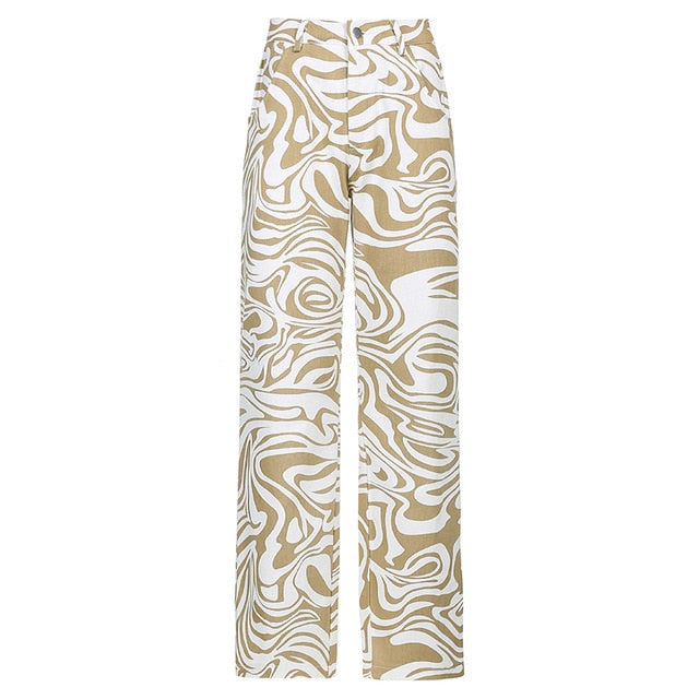 Abstract Print Jeans