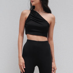 Ruched One Shoulder Crop Top