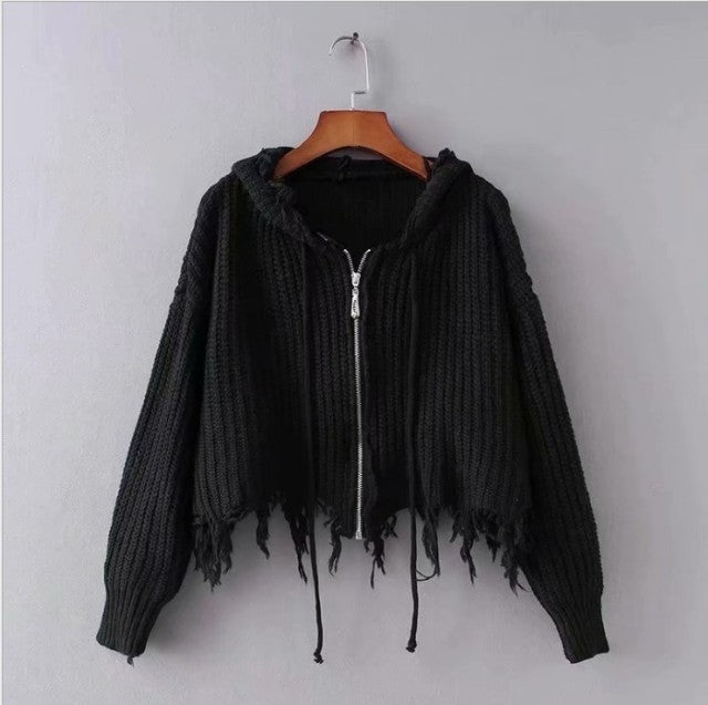 Frayed Knit Hoddie