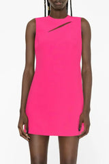 Sexy Crew Neck Split Front Sleeveless Bodyon Party Mini Dress - Hot Pink