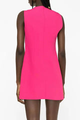 Sexy Crew Neck Split Front Sleeveless Bodyon Party Mini Dress - Hot Pink